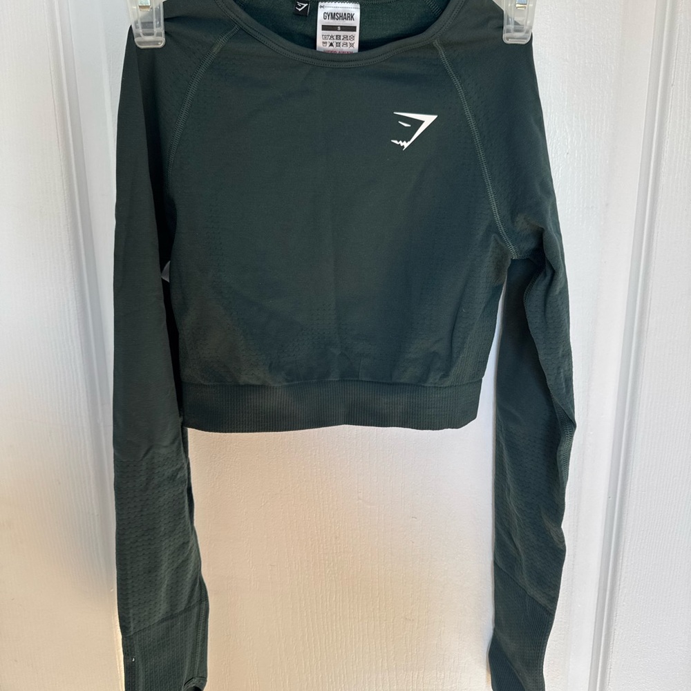 Gymshark Dark Green Long Sleeve Cropped Tee